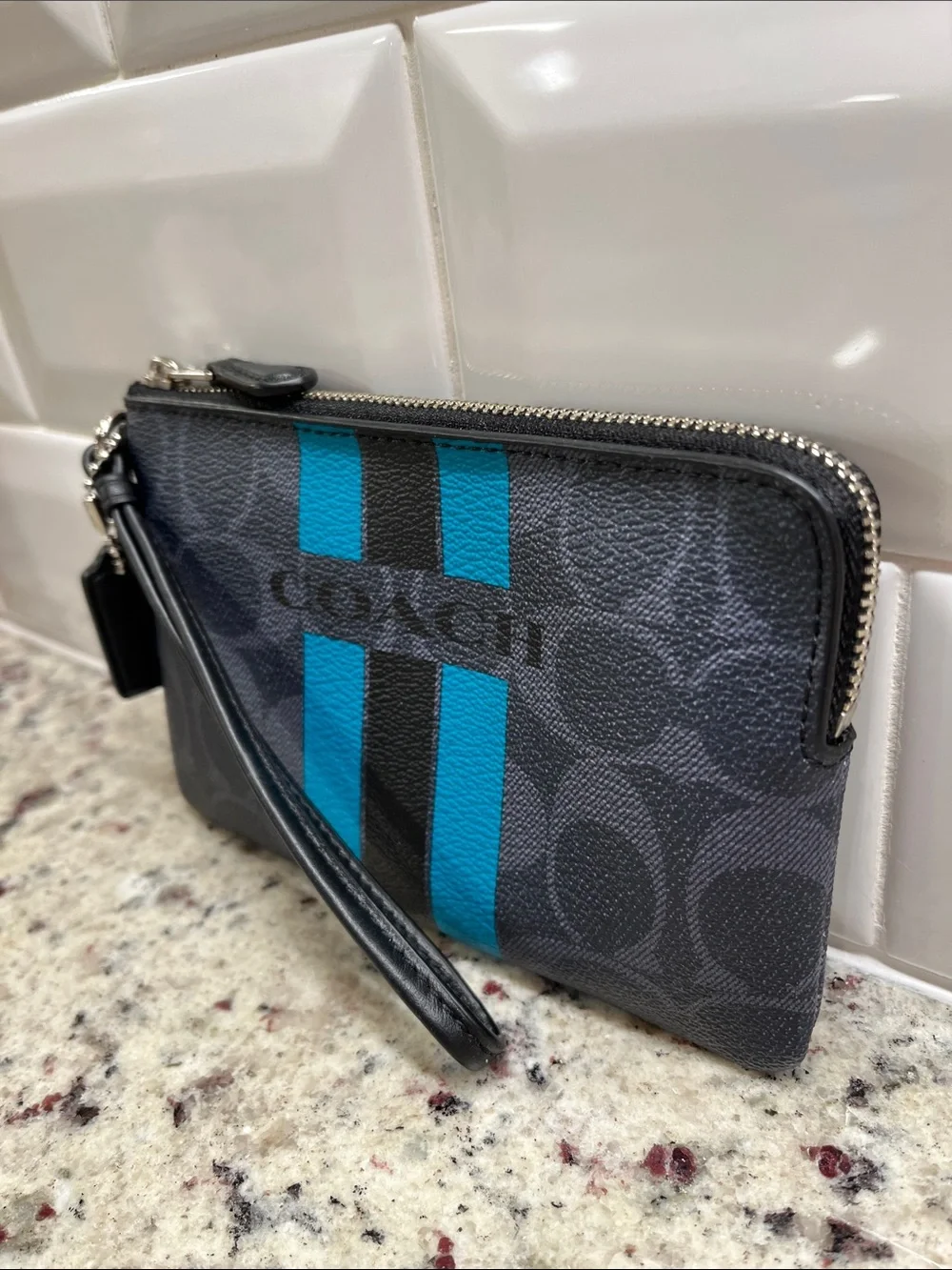 Coach Signature Varsity Stripe Wristlet NWOT